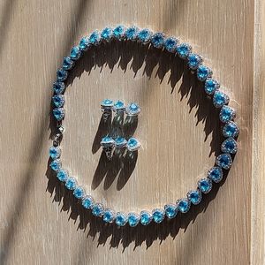 Blue Hearts necklace and earrings set